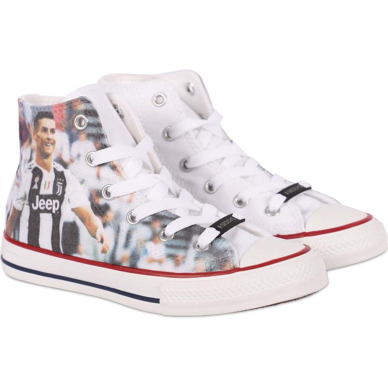 Converse ronaldo print ankle high logo sneakers in white商品第1张图片规格展示