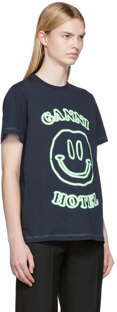 Navy 'Ganni Hotel' T-Shirt商品第2张图片规格展示