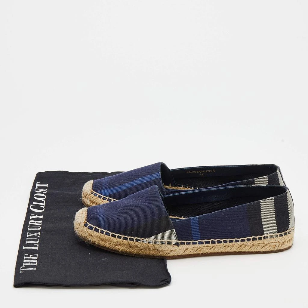 Burberry Navy Blue House Check Canvas Espadrilles Flats Size 38 商品