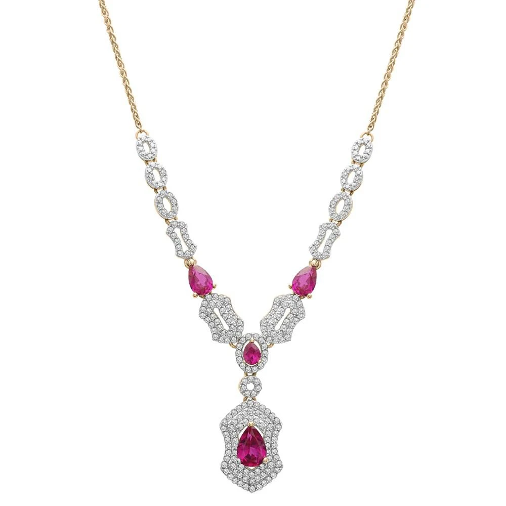 商品Macy's|Ruby (2-5/8 ct. t.w.) & Diamond (1 ct. t.w.) 17" Fancy Collar Necklace in 14k Gold,价格¥9551,第1张图片