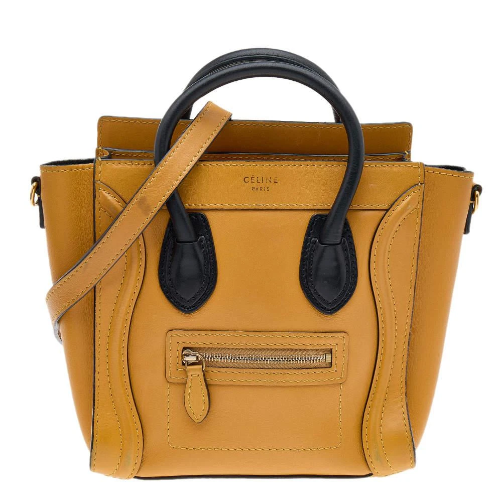 商品[二手商品] Celine|Celine Yellow/Black Leather Nano Luggage Tote,价格¥5622,第1张图片