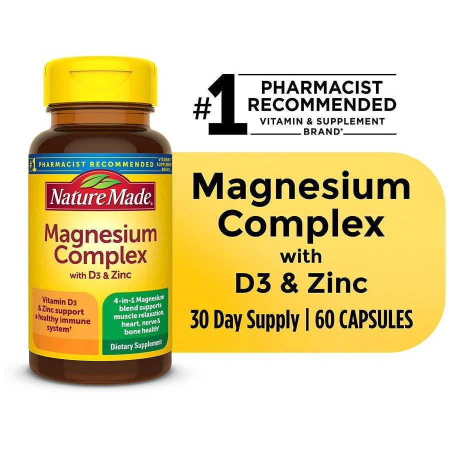 商品Nature Made|Magnesium Complex with Vitamin D and Zinc Capsules 60,价格¥165,第3张图片详细描述