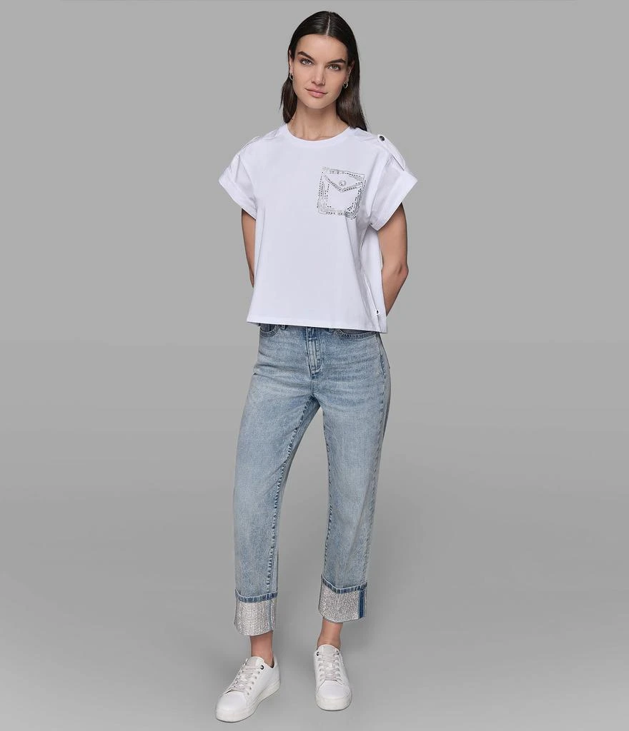 商品Karl Lagerfeld Paris|TEE WITH BUTTON EPAULE,价格¥388,第3张图片详细描述