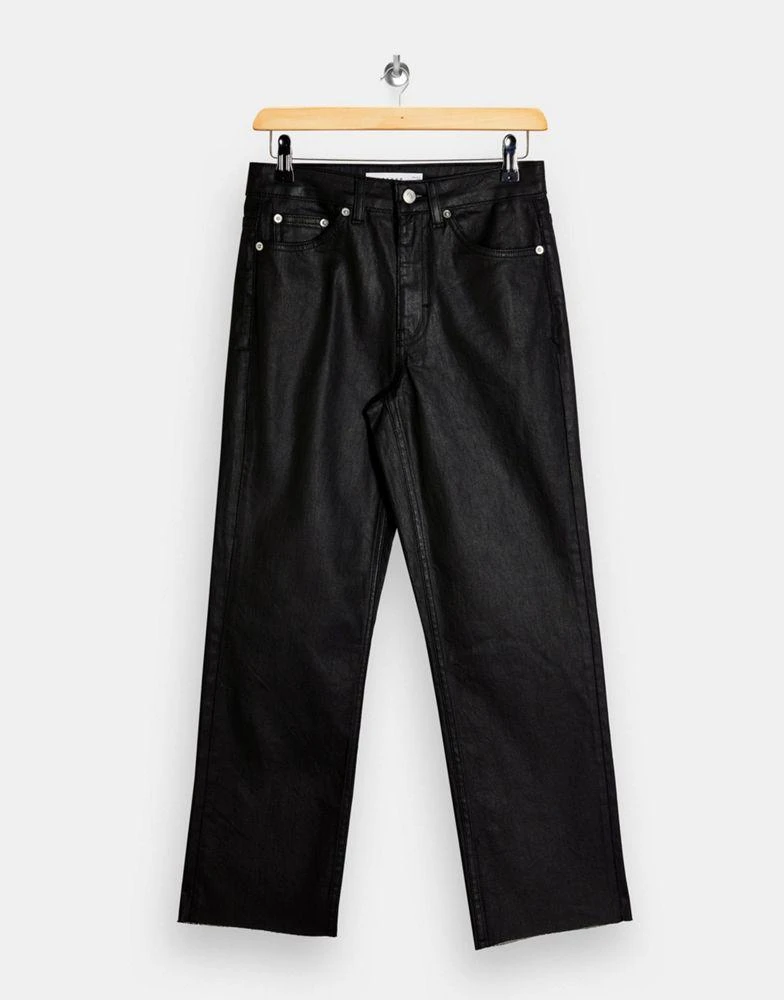 商品Topshop|Topshop straight jeans in coated black,价格¥187,第4张图片详细描述