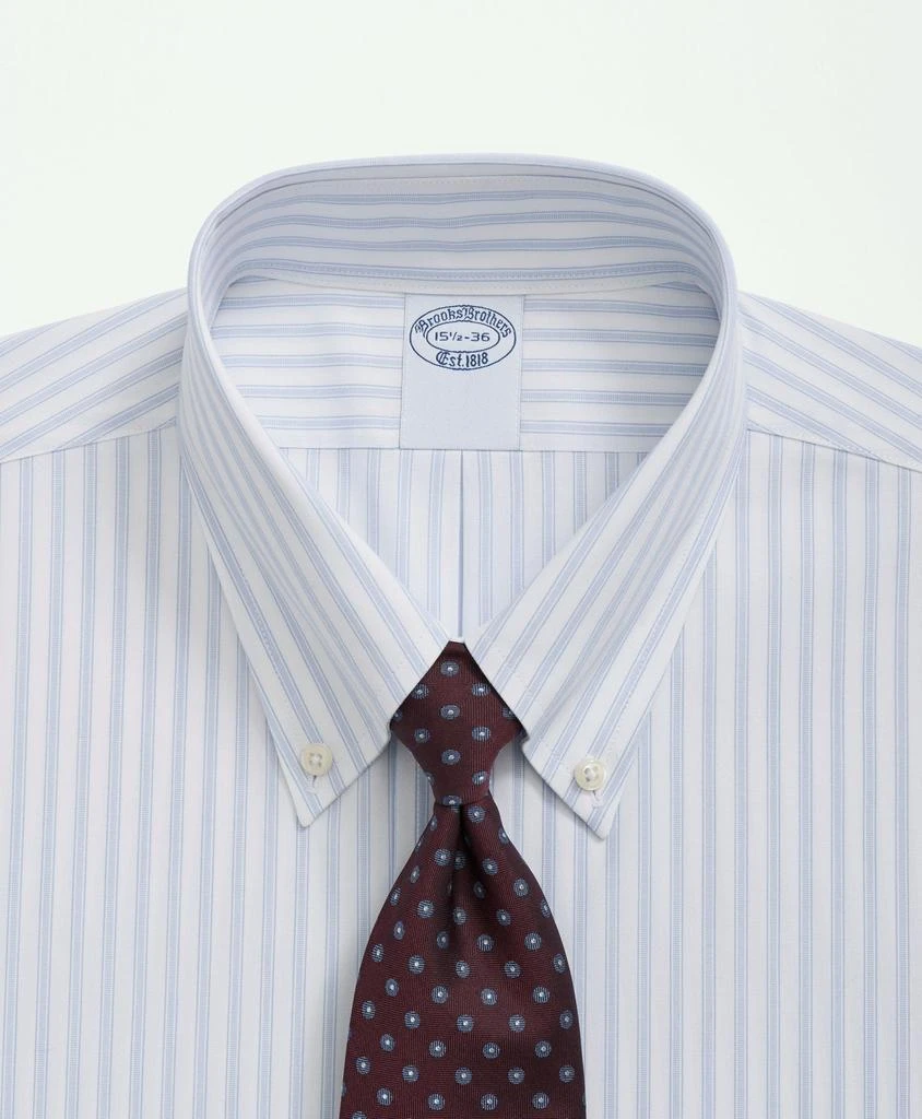 商品Brooks Brothers|Stretch Supima® Cotton Non-Iron Poplin Polo Button Down Collar Track Striped Dress Shirt,价格¥496,第2张图片详细描述