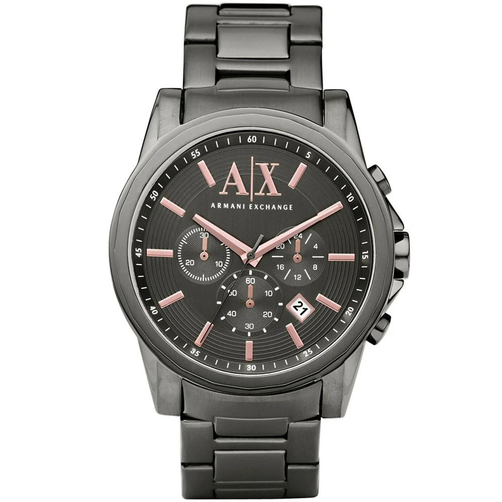 商品Armani Exchange|Men's Chronograph Gunmetal Gray Stainless Steel Bracelet Watch 45mm,价格¥1690,第1张图片