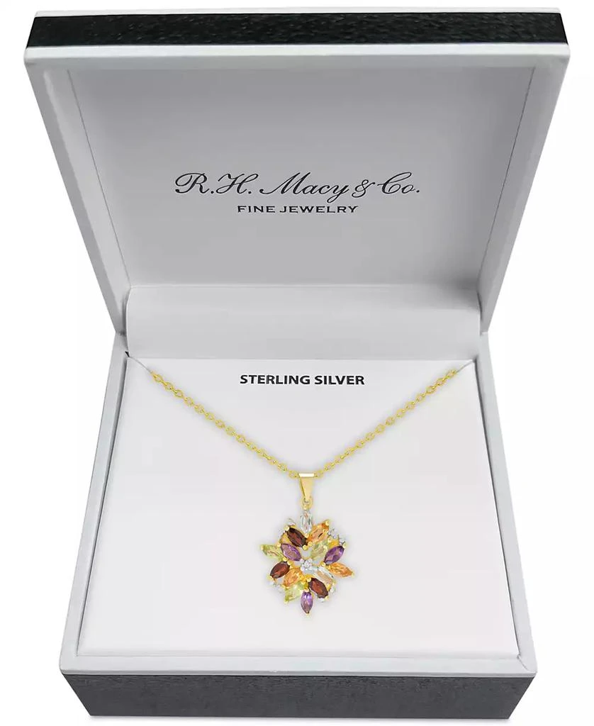商品Macy's|Multi-Gemstone (2-1/8 ct. t.w.) and Diamond Accent Cluster Pendant Necklace in 18k Gold-Plated Sterling Silver,价格¥223,第3张图片详细描述