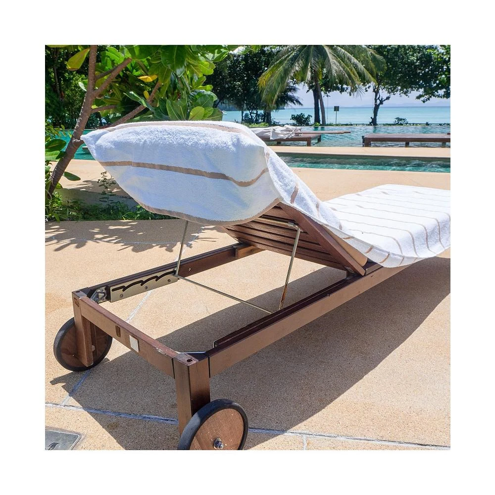 商品Arkwright Home|Chaise Lounge Cover (Pack of 2, 30x85 in.), Cotton Terry Towel with Pocket to Fit Outdoor Pool or Lounge Chair, White with Colored Stripes,价格¥240,第2张图片详细描述