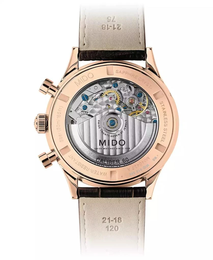 商品MIDO|Men's Swiss Automatic Chronograph Multifort Brown Leather Strap Watch 42mm,价格¥19591,第3张图片详细描述