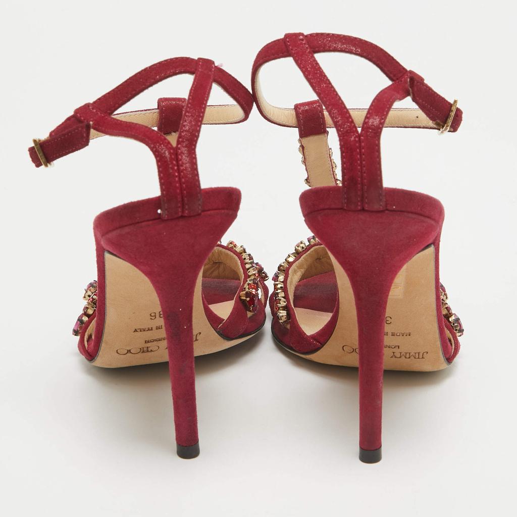 Shop Jimmy Choo Fuchsia Shimmer Suede Crystals Embellished