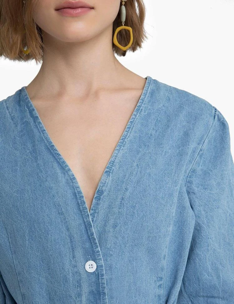 商品Pixie Market|Denim Midi Belted Button Dress,价格¥753,第5张图片详细描述