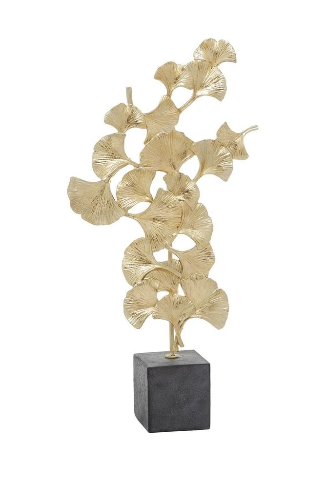 商品WILLOW ROW|Handmade Floral Sculpture with Black Block BasePolystoneGold,价格¥505,第1张图片