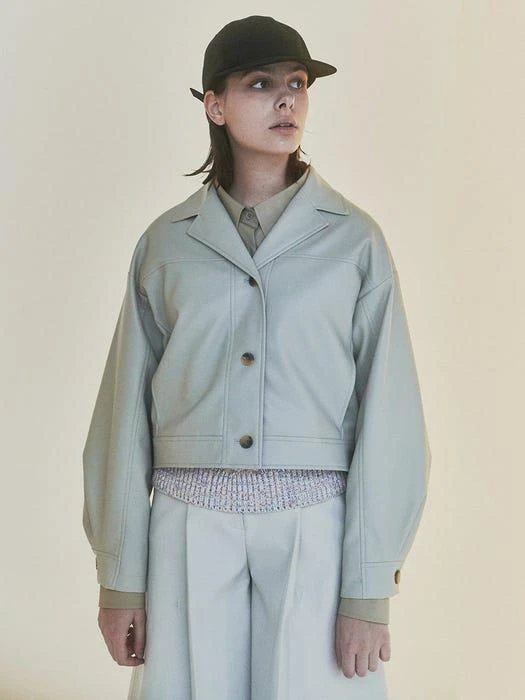 商品NOWANDTOMORROW|W Leather Cropped Jacket,价格¥854,第1张图片