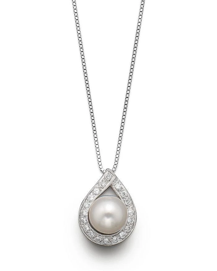 商品Bloomingdale's|Cultured Akoya Pearl Pendant Necklace with Diamonds, 17.5",价格¥4500,第1张图片详细描述