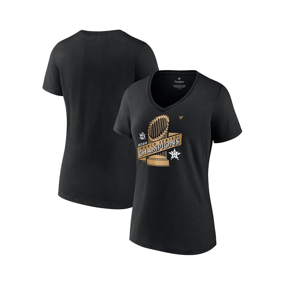 商品Fanatics|Women's Branded Black Houston Astros 2022 World Series Champions Parade V-Neck T-shirt,价格¥229,第1张图片