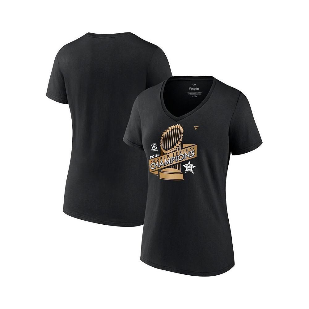 商品Fanatics|Women's Branded Black Houston Astros 2022 World Series Champions Parade V-Neck T-shirt,价格¥294,第1张图片