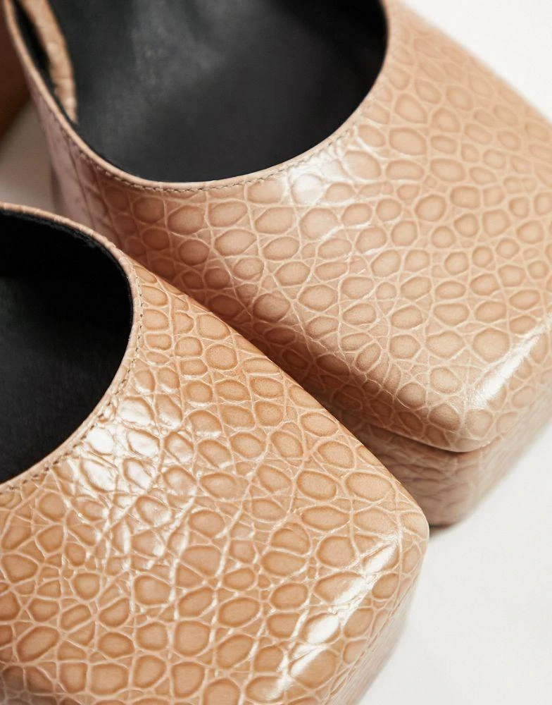 商品Topshop|Topshop Sapphire premium leather two part platform in neutral,价格¥170,第4张图片详细描述
