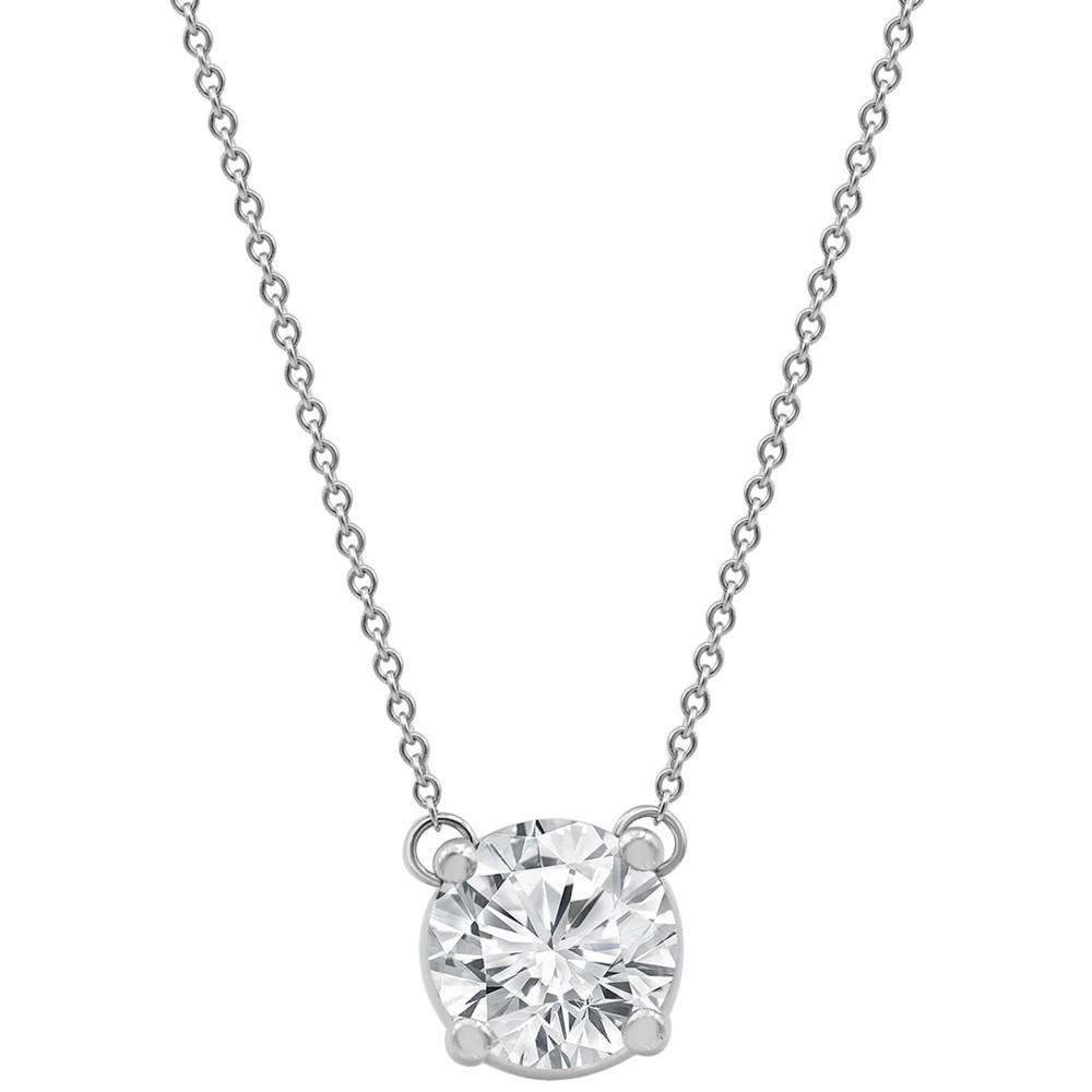 Certified Lab Grown Diamond Solitaire Pendant 18" Necklace (2-1/4 ct. t.w.) in 14k White Gold商品第1张图片规格展示