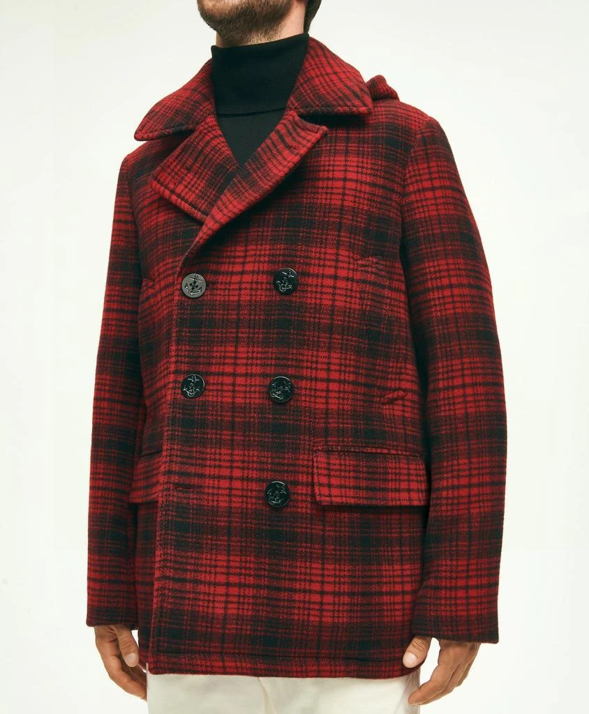 Wool Hooded Buffalo Check Pea Coat 商品