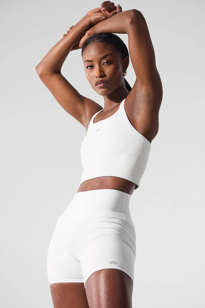 商品Alo|Seamless Ribbed Favorite Bra Tank - White,价格¥453,第1张图片