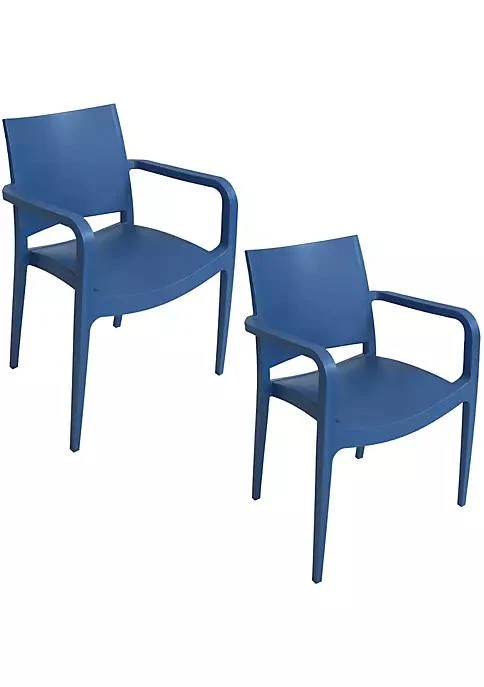 商品Sunnydaze Decor|Decor Landon Plastic Patio Dining Armchair   Sax Blue   Set Of 2,价格¥2176,第2张图片详细描述