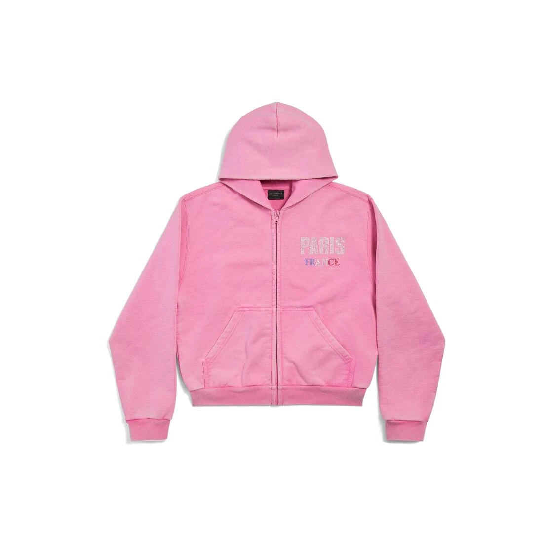 商品Balenciaga|【预售】 巴黎世家 25春夏 女士 卫衣 PARIS STRASS小号版型拉链连帽卫衣 811611TRVL49568 ,价格¥12855,第1张图片