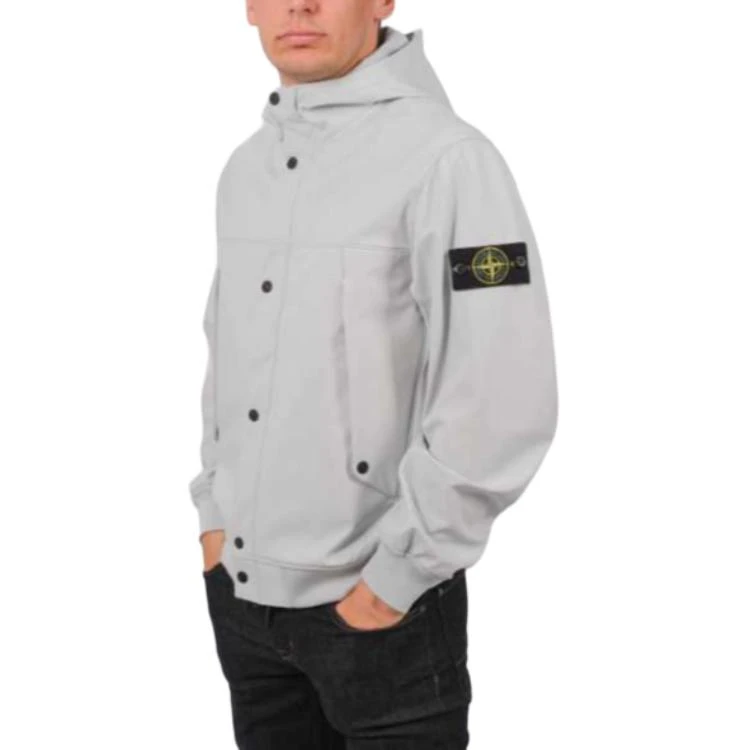 商品[国内直发] Stone Island|石头岛 SS24 SOFT SHELL软壳系列 纯色单排扣休闲连帽夹克 男款 天空蓝色,价格¥6089,第4张图片详细描述