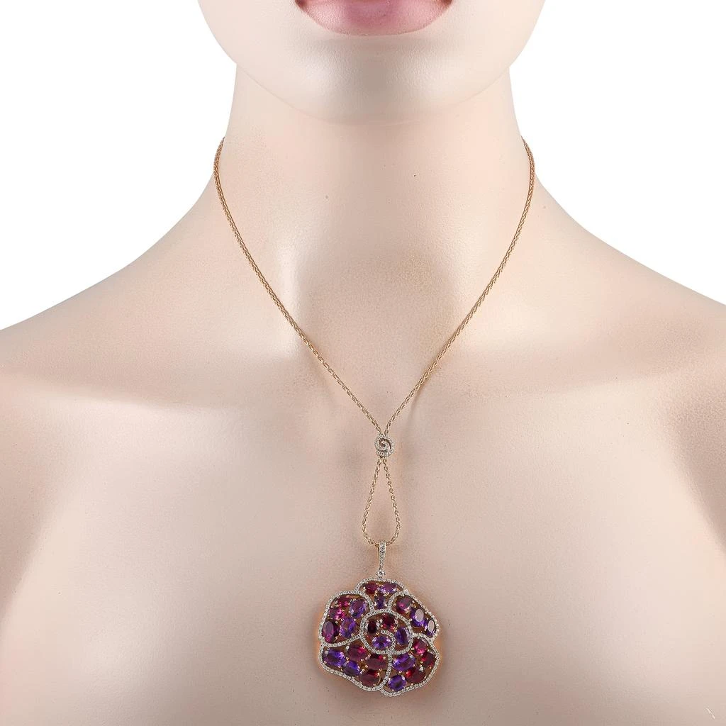 商品Casato|18K Rose Gold 1.57ct Diamond, Amethyst, and Rhodolite Pendant Necklace 200494,价格¥35111,第2张图片详细描述