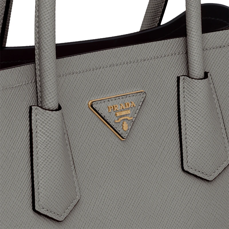 PRADA/普拉达 22新款 double系列 女士石板灰色saffiano十字纹皮�革拆卸吊饰金色标志双皮手柄手提斜挎包1BG887_2A4A_F01T3_V_OOO 商品