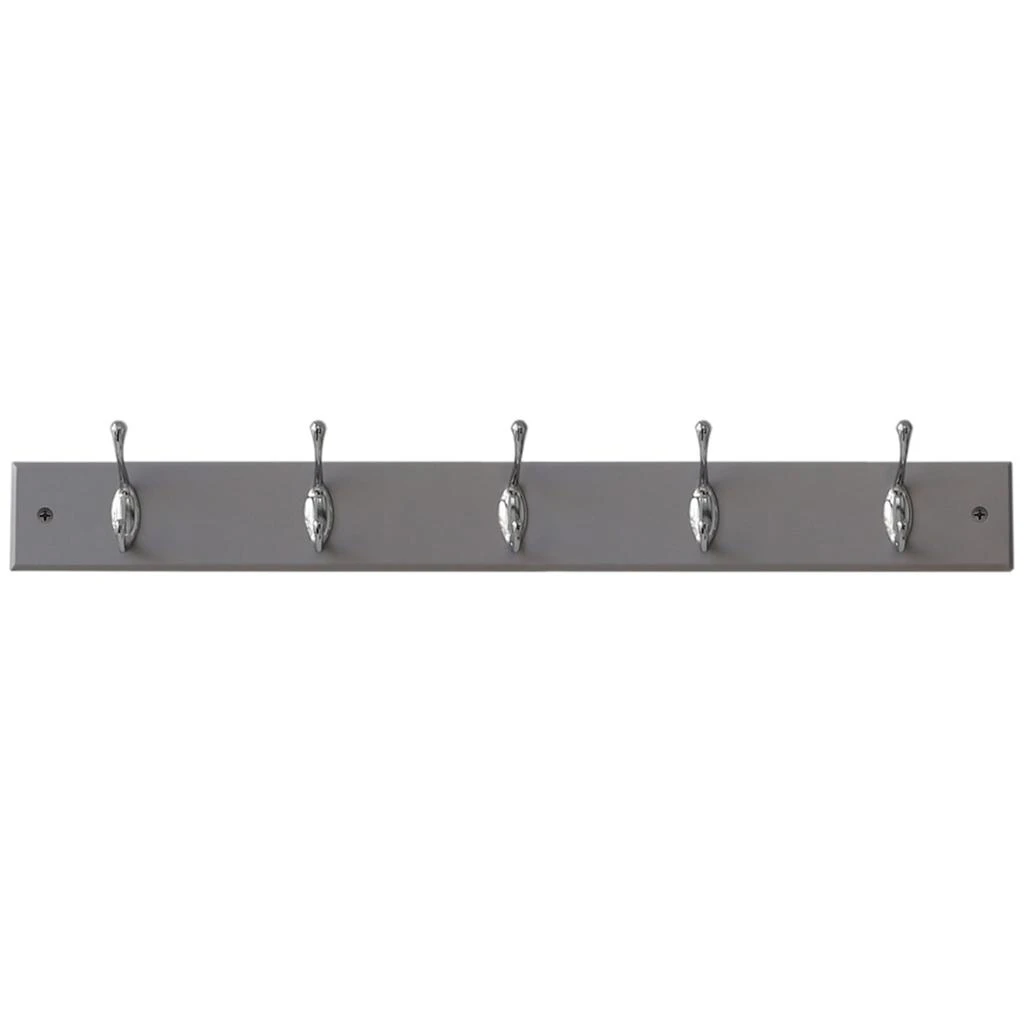 商品Home Basics|Home Basics 5 Double Hook Wall Mounted Hanging Rack, Grey,价格¥150,第1张图片