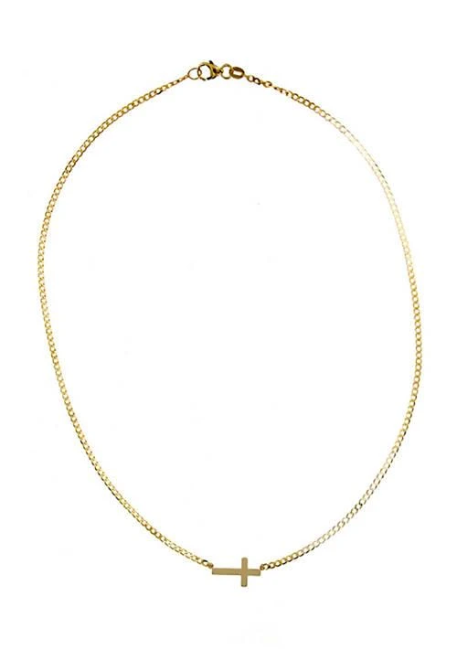 商品Belk & Co.|Sideway Cross Curb Chain in 10K Yellow Gold,价格¥2533,第1张图片