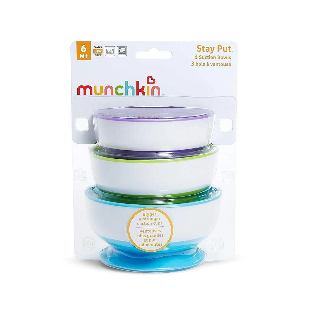 商品Munchkin|3 Pack Stay Put Suction Bowls with 6 Pack Soft Tip Infant Spoons,价格¥178,第3张图片详细描述