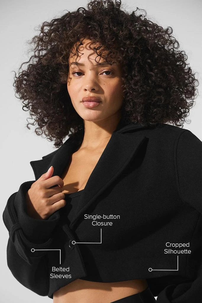 商品Alo|Wool Cropped Metro Trench - Black,价格¥1747,第2张图片详细描述