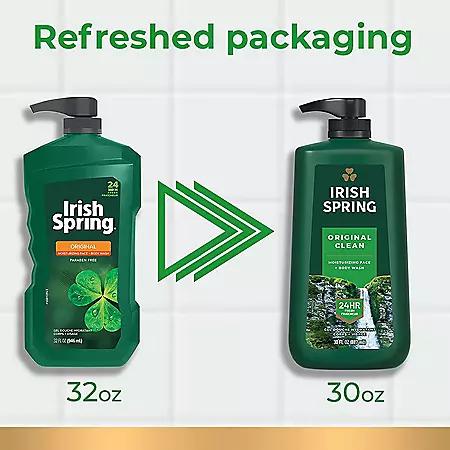 Irish Spring Body Wash for Men, Original Clean (30 fl. oz., 2 pk.)商品第2张图片规格展示