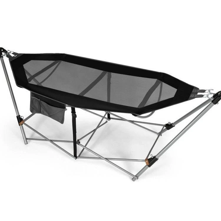商品QuikFurn|Black Portable Camping Foldable Hammock with Stand and Carry Case,价格¥1816,第2张图片详细描述