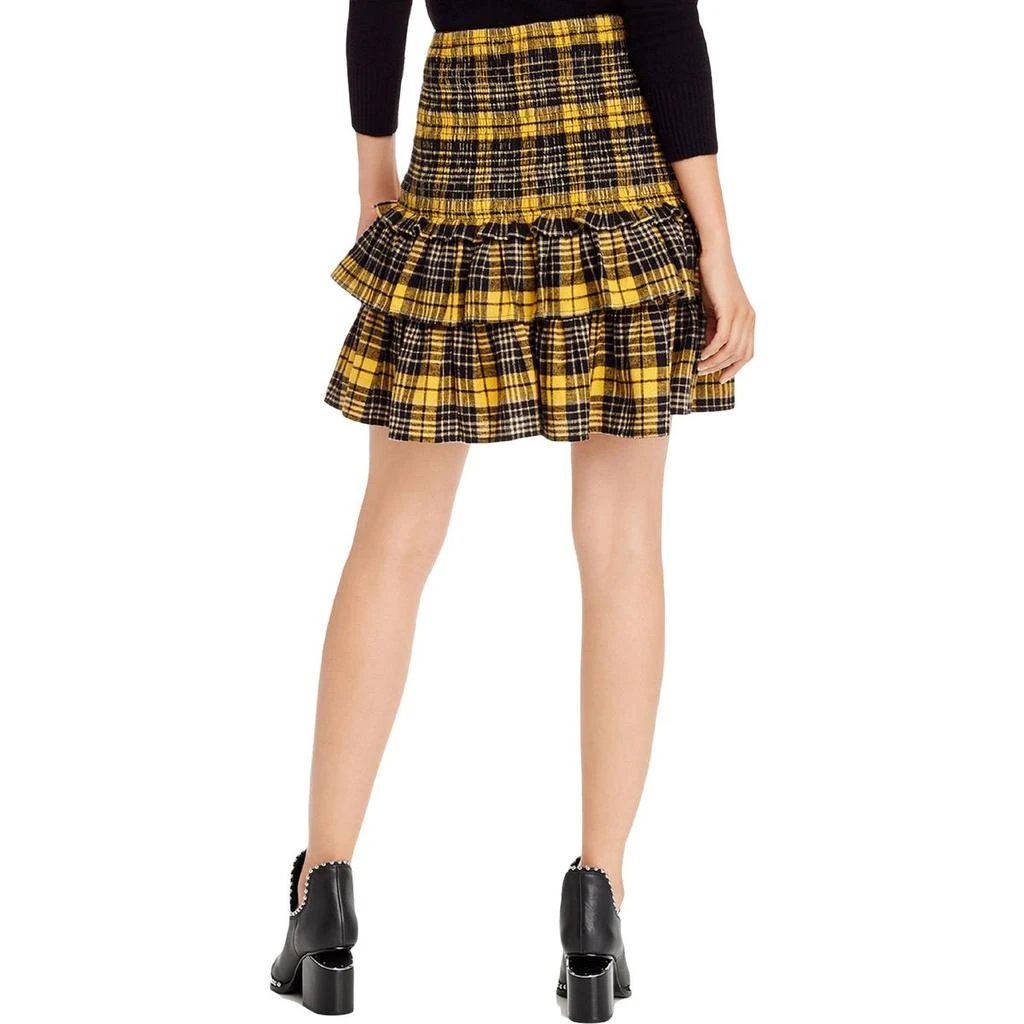 商品AQUA|Aqua Womens Plaid Ruffled Mini Skirt,价格¥46,第2张图片详细描述