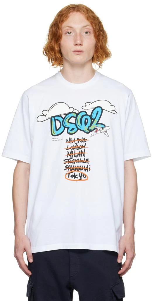 商品DSQUARED2|White Flight Plan T-Shirt,价格¥774,第1张图片