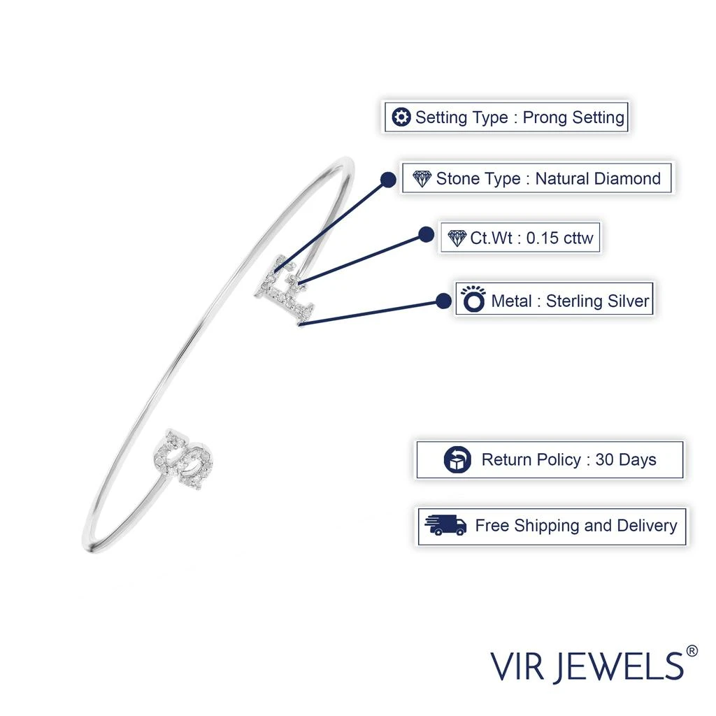 商品Vir Jewels|0.15 cttw Diamond Bangle Bracelet .925 Sterling Silver Rhodium San Francisco,价格¥556,第3张图片详细描述