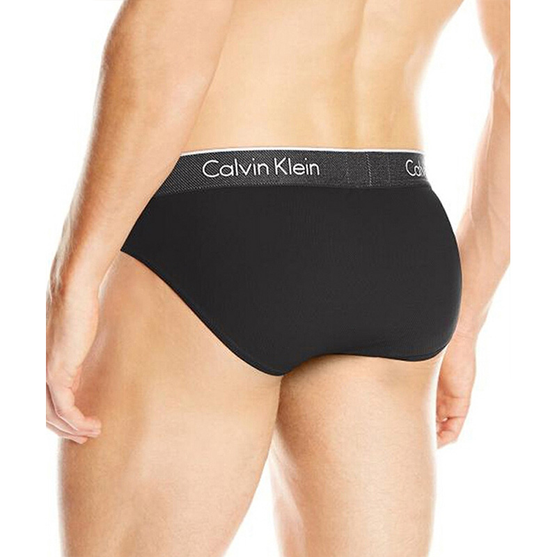 Calvin Klein 卡尔文 克莱恩 黑色尼龙弹性纤维男士弹力三角内裤 NB1004-001商品第2张图片规格展示