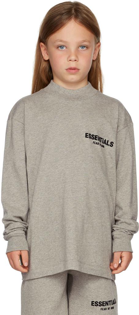 Essentials | Kids Gray Logo Long Sleeve T-Shirt 271.33元 商品图片