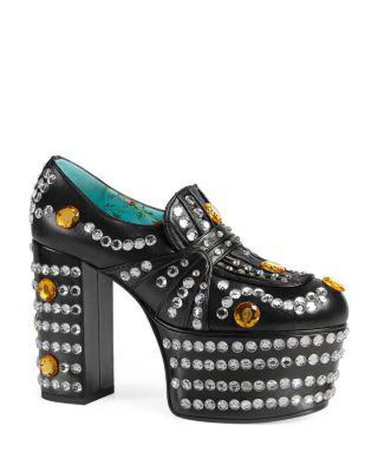 商品Gucci|Amilina Embellished Platform Loafers,价格¥9344,第1张图片