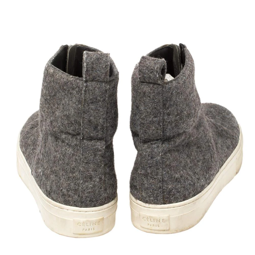 商品[二手商品] Celine|Celine Grey Wool Felt High Top Zip Up Sneaker Size 38,价格¥1806,第5张图片详细描述