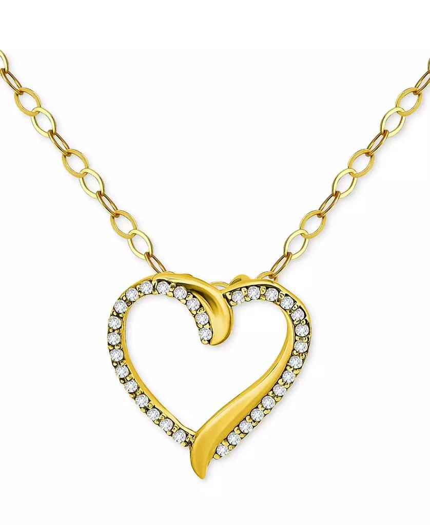 商品Giani Bernini|Cubic Zirconia Open Heart Pendant Necklace in 18k Gold-Plated Sterling Silver, 16" + 2" extender, Created for Macy's,价格¥726,第1张图片