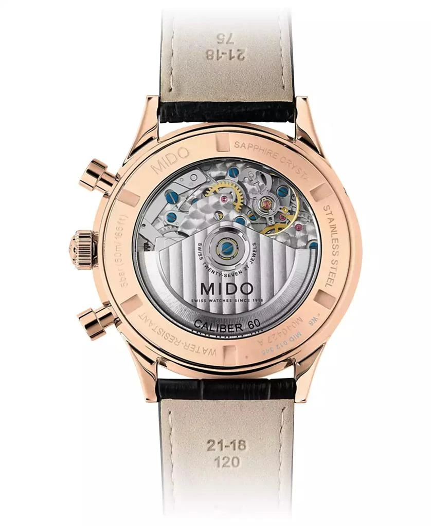 商品MIDO|Men's Swiss Automatic Chronograph Multifort Black Leather Strap Watch 42mm,价格¥19468,第3张图片详细描述
