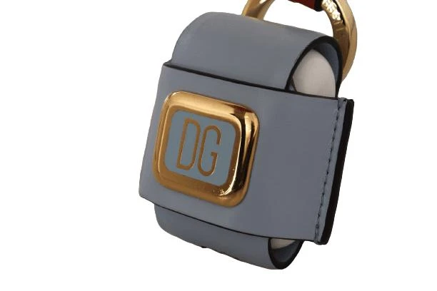 商品Dolce & Gabbana|Dolce & Gabbana Light Blue Red Leather Strap Gold Metal Airpods Case,价格¥1624,第3张图片详细描述