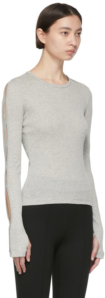 Gray Cotton Long Sleeve T-Shirt商品第2张图片规格展示
