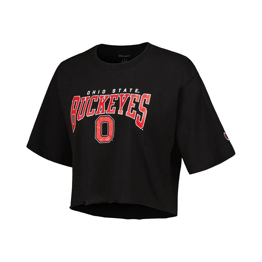 商品CHAMPION|Women's Heather Charcoal Ohio State Buckeyes Boyfriend Cropped T-shirt,价格¥222,第2张图片详细描述