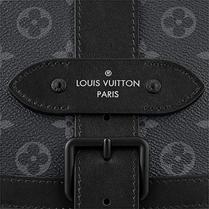 预售10天 Louis Vuitton/路易威登 经典款SAUMUR系列 男士黑色老花帆布皮革饰边配徽标织物肩带单肩斜跨邮差包M45911 商品