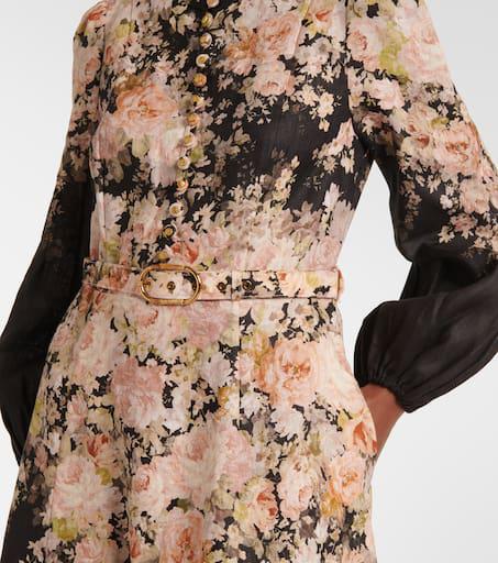 【Zimmermann】Ascension floral linen midi dress Ascension floral linen midi dress in pink - Zimmermann