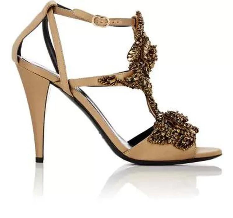 商品Alberta Ferretti|Embellished Satin Ankle-Strap Sandals,价格¥6394,第1张图片